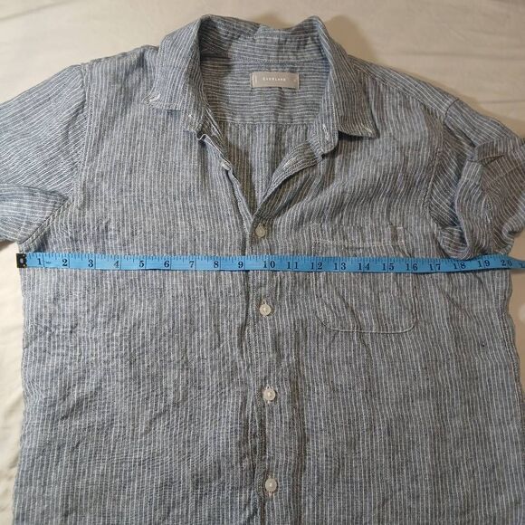 Everlane womens small 100% linen shirt blue stripe substantial capsule top - Picture 2 of 8